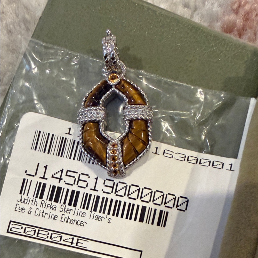 Judith Ripka Silver and Gold Tiger's Eye Necklace